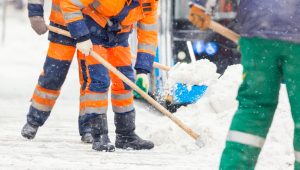 A hired maintenance service removes snow and keeps everything clean during the snowy season.