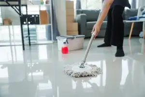 A professional cleaner demonstrate on how to properly clean and protect your business floors from summer wear and tear.AC