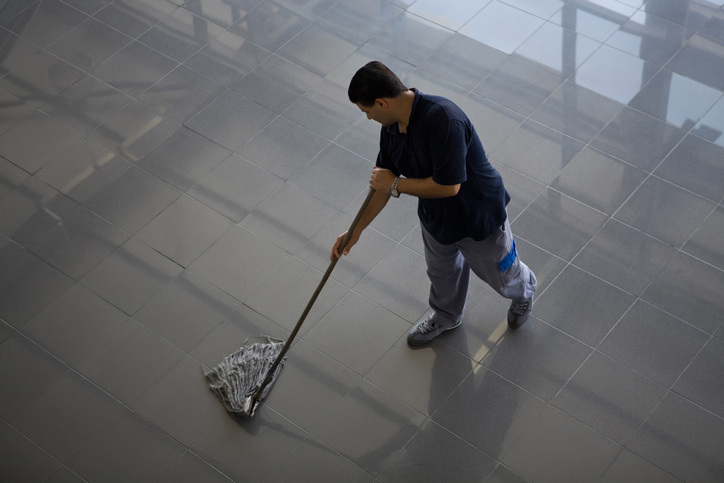A cleaner showing fall cleaning tips for lobbies and entryways of a commercial building.