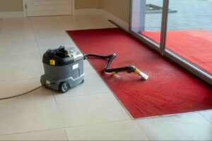 How long for rug to dry after cleaning with professional extraction equipment on indoor red area rug.